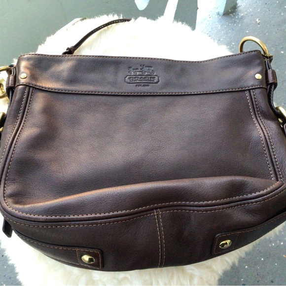 Coach Zoe Full Grain Cowhide Leather Hobo Deep Chocolate Brown Brass Hardware - Picture 11 of 14